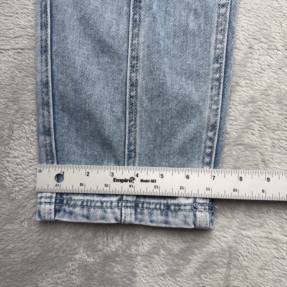 PacSun Cargo Jeans Womens M Blue Light Wash Embroidered Patch Straight Leg Denim - Picture 2 of 9
